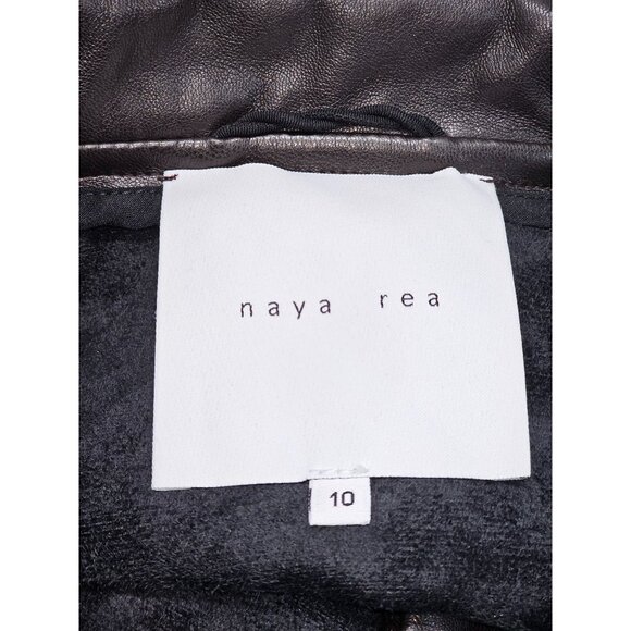 Naya Rea Wome's Brown Faux Leather Button-Down Long-Sleeve Midi Dress  Sz 10 367 - Picture 5 of 8